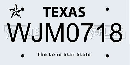 WJM0718 Texas License Plate