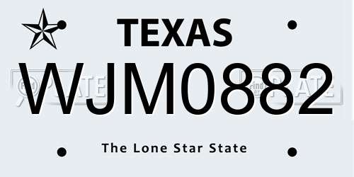 WJM0882 Texas License Plate