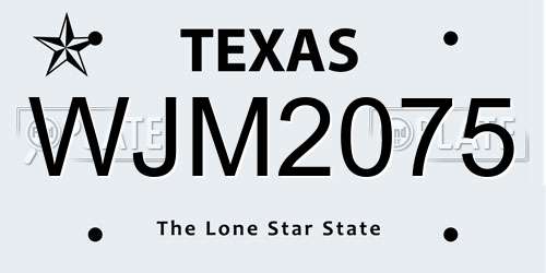 WJM2075 Texas License Plate