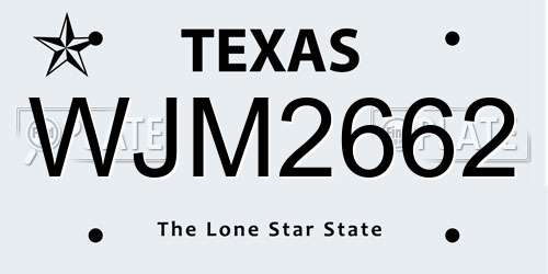 WJM2662 Texas License Plate
