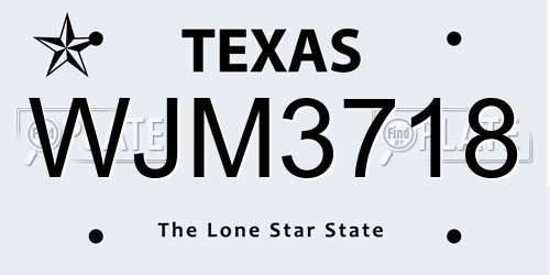 WJM3718 Texas License Plate
