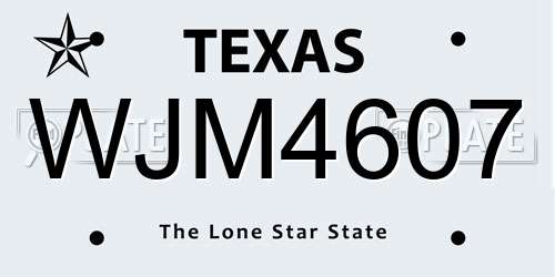 WJM4607 Texas License Plate