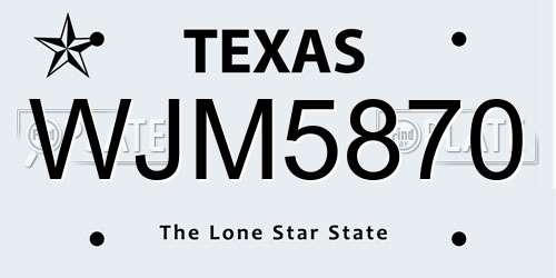 WJM5870 Texas License Plate