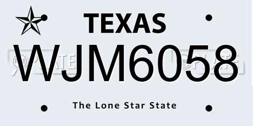 WJM6058 Texas License Plate