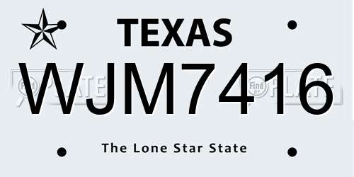 WJM7416 Texas License Plate