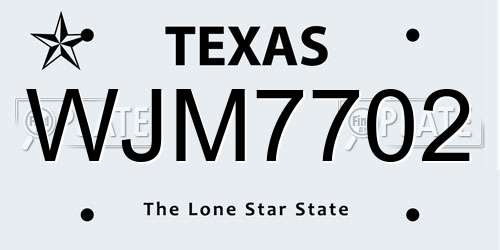WJM7702 Texas License Plate