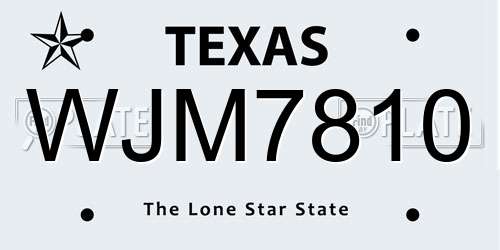 WJM7810 Texas License Plate