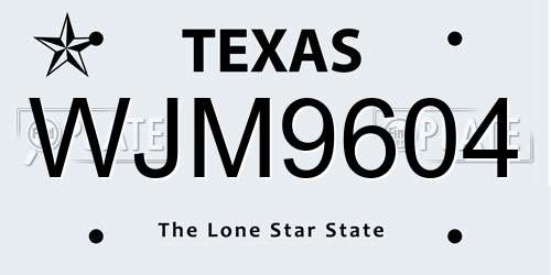 WJM9604 Texas License Plate