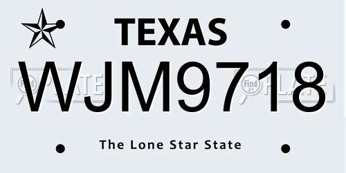 WJM9718 Texas License Plate