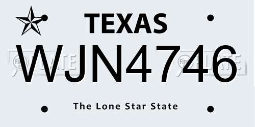 WJN4746 Texas License Plate