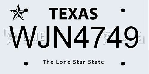 WJN4749 Texas License Plate
