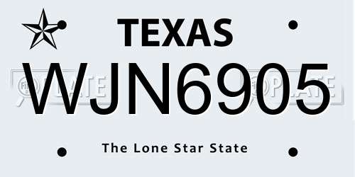 WJN6905 Texas License Plate