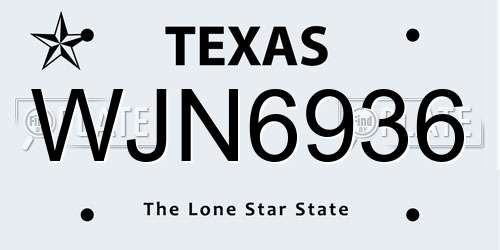 WJN6936 Texas License Plate