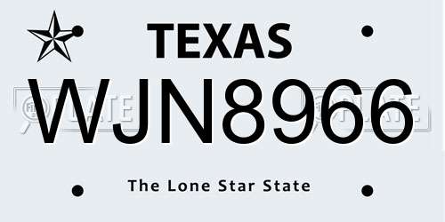 WJN8966 Texas License Plate