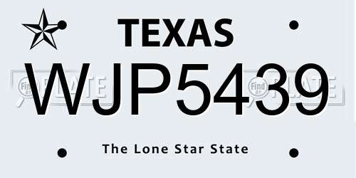 WJP5439 Texas License Plate