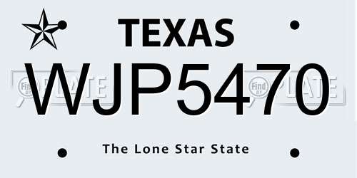 WJP5470 Texas License Plate