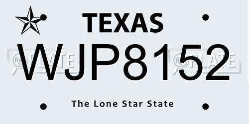 WJP8152 Texas License Plate