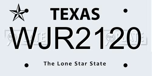 WJR2120 Texas License Plate