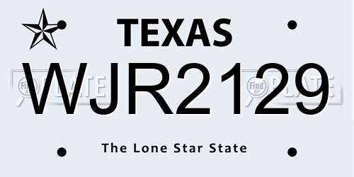 WJR2129 Texas License Plate