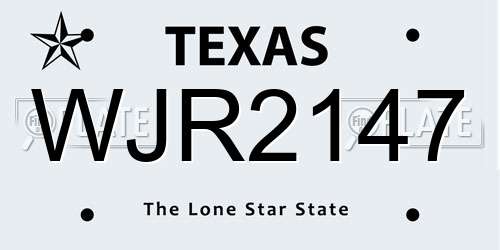 WJR2147 Texas License Plate