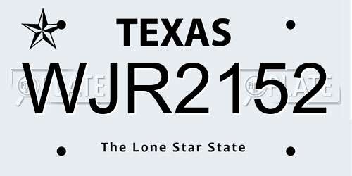 WJR2152 Texas License Plate