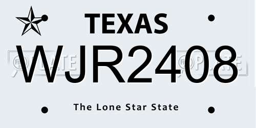 WJR2408 Texas License Plate