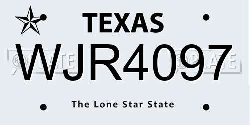 WJR4097 Texas License Plate