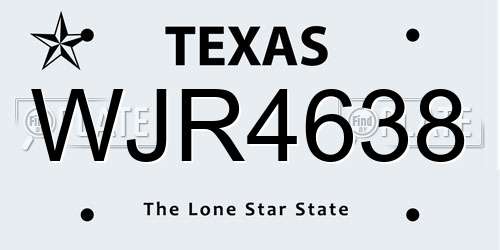 WJR4638 Texas License Plate