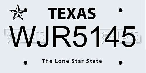 WJR5145 Texas License Plate