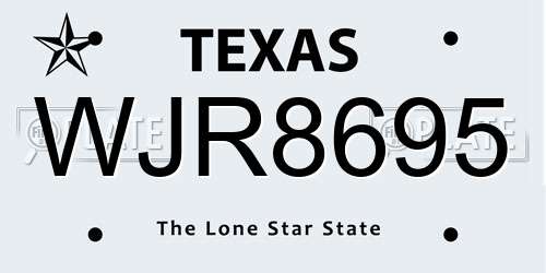 WJR8695 Texas License Plate