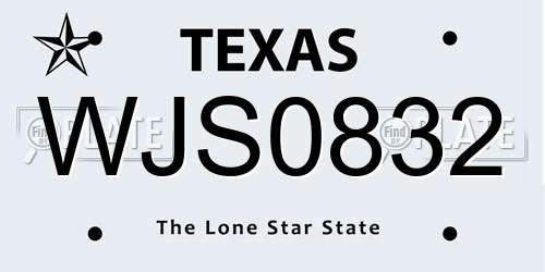 WJS0832 Texas License Plate
