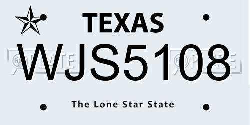 WJS5108 Texas License Plate