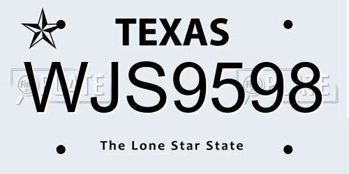 WJS9598 Texas License Plate