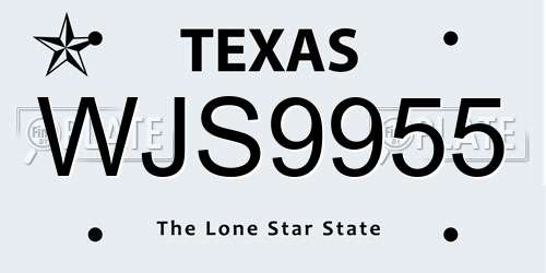 WJS9955 Texas License Plate