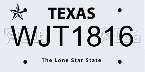 WJT1816 Texas License Plate