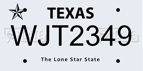 WJT2349 Texas License Plate
