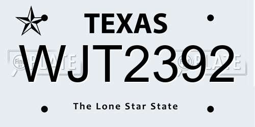 WJT2392 Texas License Plate