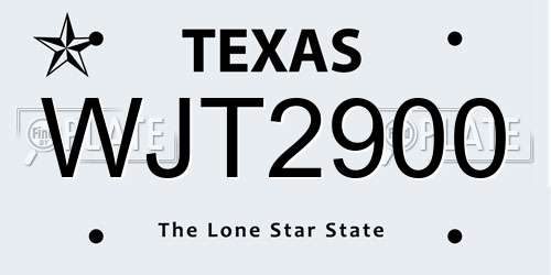 WJT2900 Texas License Plate
