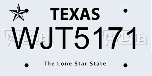 WJT5171 Texas License Plate