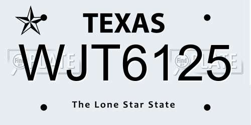 WJT6125 Texas License Plate