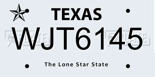 WJT6145 Texas License Plate