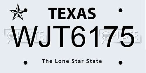 WJT6175 Texas License Plate