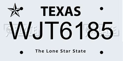 WJT6185 Texas License Plate