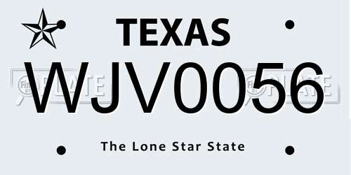 WJV0056 Texas License Plate