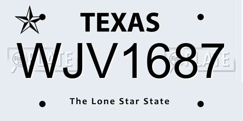 WJV1687 Texas License Plate