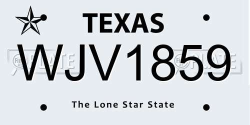 WJV1859 Texas License Plate