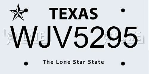 WJV5295 Texas License Plate