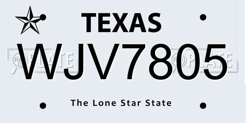 WJV7805 Texas License Plate