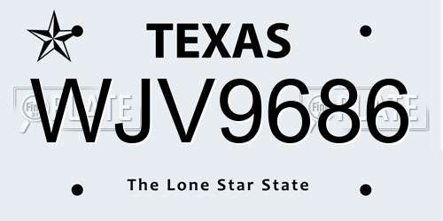 WJV9686 Texas License Plate
