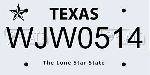 WJW0514 Texas License Plate